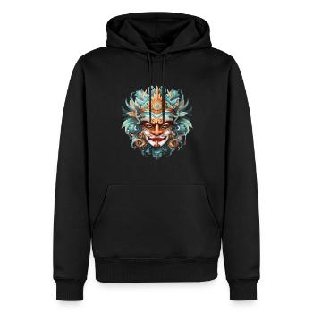 MASQUE BALINAIS INDONESIE - Sweat à capuche Premium bio Homme - noir - Devant - Nico (187cm)