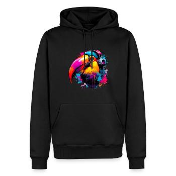 Toucan coloré avec écouteurs - Sweat à capuche Premium bio Homme - noir - Devant - Nico (187cm)