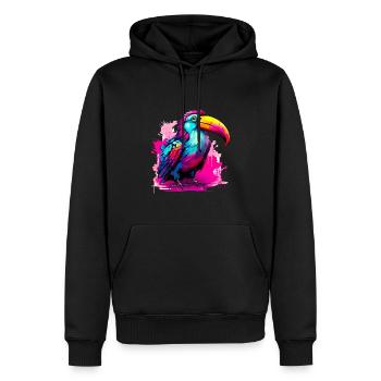 Synthwave Toucan - Sweat à capuche Premium bio Homme - noir - Devant - Nico (187cm)