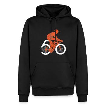 50 ans de cyclistes : T-shirt drôle d’anniversaire - Sweat à capuche Premium bio Homme - noir - Devant - Nico (187cm)