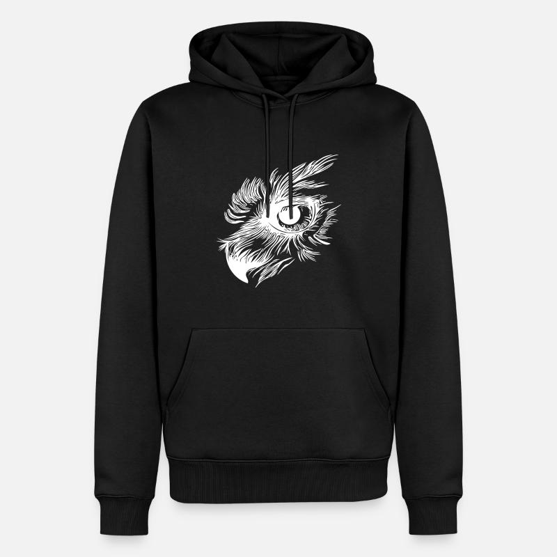Eule Schnabel - Kauz Auge - Männer Premium Bio Hoodie - Schwarz