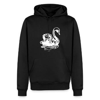 Eleganter Vintage Schwan auf dem Wasser - Männer Premium Bio Hoodie - Schwarz - Vorne - Nico (187cm)