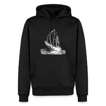 Schnittiges Segelschiff mit Segeln - Männer Premium Bio Hoodie - Schwarz - Vorne - Nico (187cm)