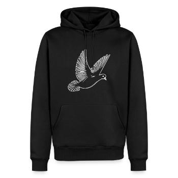 Fliegende Taube auf breiten Schwingen - Männer Premium Bio Hoodie - Schwarz - Vorne - Nico (187cm)
