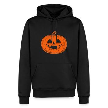 Visage de citrouille - Grimace de citrouille effrayante - Sweat à capuche Premium bio Homme - noir - Devant - Nico (187cm)