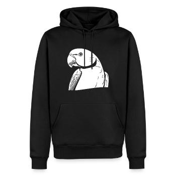 Perruche à collier Portrait Vintage Perroquet Dessin - Sweat à capuche Premium bio Homme - noir - Devant - Nico (187cm)