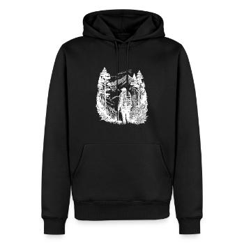 Leidenschaft Wald, Berge und Camping Urlaub - Männer Premium Bio Hoodie - Schwarz - Vorne - Nico (187cm)