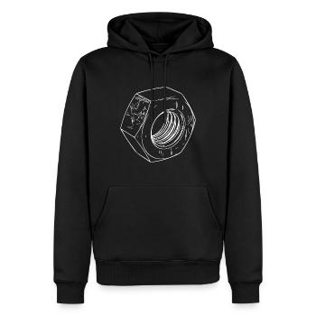 Écrou à vis avec surface rayée - Sweat à capuche Premium bio Homme - noir - Devant - Nico (187cm)
