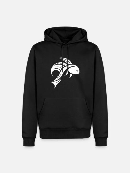 Fight Fish Portrait Tattoo - Men’s Premium Organic Hoodie - black