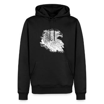 Eleganter Adler in Tinte Vintage Tattoo Style - Männer Premium Bio Hoodie - Schwarz - Vorne - Nico (187cm)