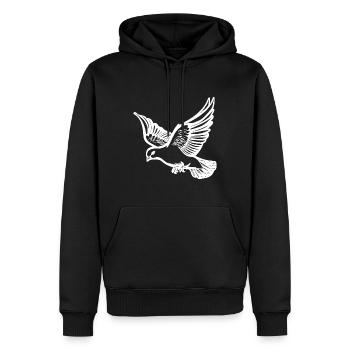 Pigeon volant sur de grandes ailes larges - Sweat à capuche Premium bio Homme - noir - Devant - Nico (187cm)