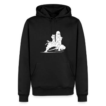 Kraftsport Warrior Style Freizeit Ninja Athlet - Männer Premium Bio Hoodie - Schwarz - Vorne - Nico (187cm)