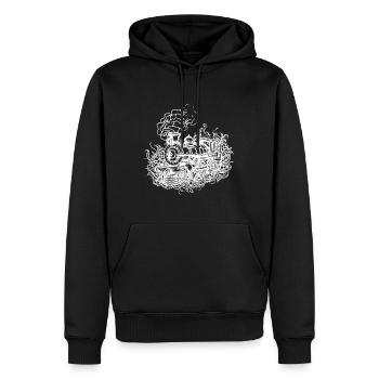 Modélisme ancienne locomotive ferroviaire locomotive à vapeur - Sweat à capuche Premium bio Homme - noir - Devant - Nico (187cm)