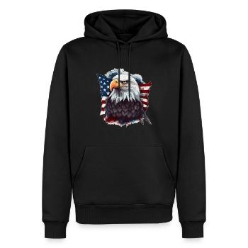 American bald eagle with USA flag - Men’s Premium Organic Hoodie - black - Front - Nico (187cm)