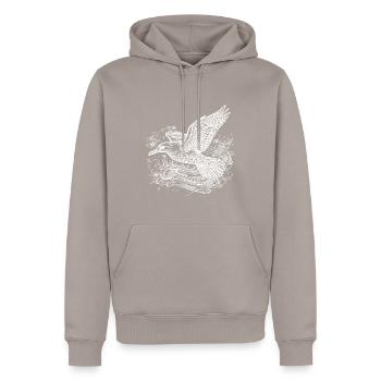 Elegante fliegende Möwe über dem Wasser - Männer Premium Bio Hoodie - Taupe - Vorne - Nico (187cm)