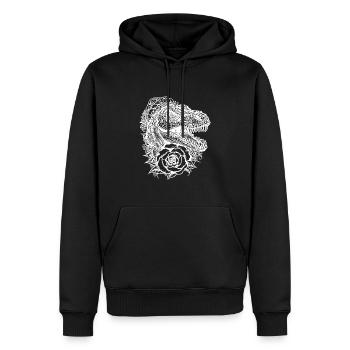 Tatouage de dinosaure Dino Fleurs T-Rex Style - Sweat à capuche Premium bio Homme - noir - Devant - Nico (187cm)