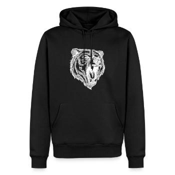 Wilder böser Bärenkopf mit scharfen Zähnen - Männer Premium Bio Hoodie - Schwarz - Vorne - Nico (187cm)