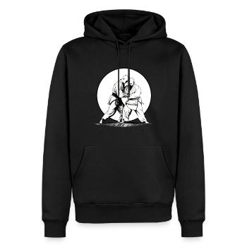 Aikido Kampfkunst Sport Kämpfer im Sonnenuntergang - Männer Premium Bio Hoodie - Schwarz - Vorne - Nico (187cm)