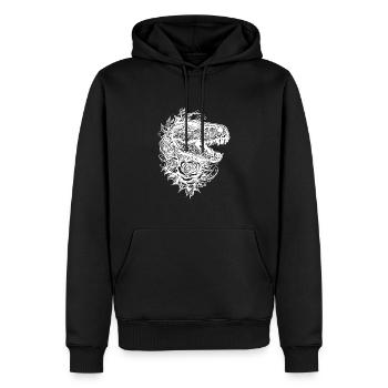 Dinosaure en tatouage de fleur Roses style Dino - Sweat à capuche Premium bio Homme - noir - Devant - Nico (187cm)