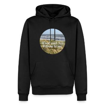 Le vent et la mer, m’appartiennent - Sweat à capuche Premium bio Homme - noir - Devant - Nico (187cm)