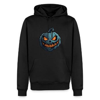 Visage de citrouille souriant - Citrouille Halloween - Sweat à capuche Premium bio Homme - noir - Devant - Nico (187cm)