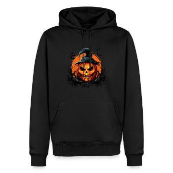 Halloween Magic Spooky Pumpkin with Bat - Men’s Premium Organic Hoodie - black - Front - Nico (187cm)