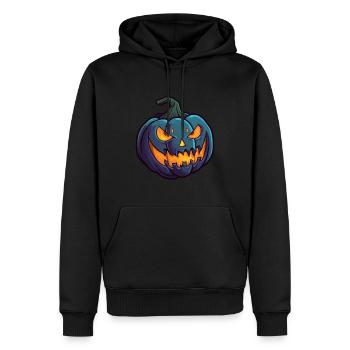 Grimace sauvage Citrouille d’Halloween Yeux brillants - Sweat à capuche Premium bio Homme - noir - Devant - Nico (187cm)