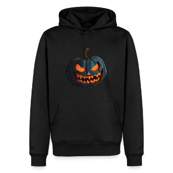 Kürbis mit gruseligen glühende Halloween Augen - Männer Premium Bio Hoodie - Schwarz - Vorne - Nico (187cm)