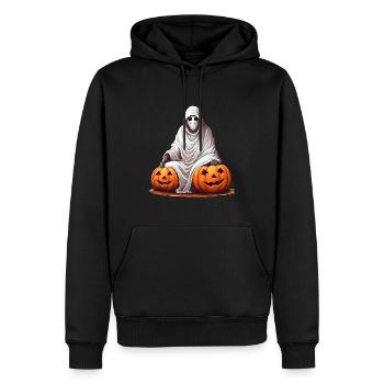Gruseliger Halloween Horror Kürbis Geist - Männer Premium Bio Hoodie - Schwarz - Vorne - Nico (187cm)