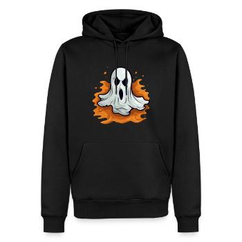 Unheimlicher Geist mit gruseligem Gesicht - Männer Premium Bio Hoodie - Schwarz - Vorne - Nico (187cm)