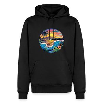 Zauberhafte Wellen Sandstrand Palmen Meer - Männer Premium Bio Hoodie - Schwarz - Vorne - Nico (187cm)