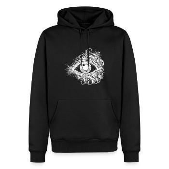 Kunstvolles Auge mit durchdringendem Blick - Männer Premium Bio Hoodie - Schwarz - Vorne - Nico (187cm)