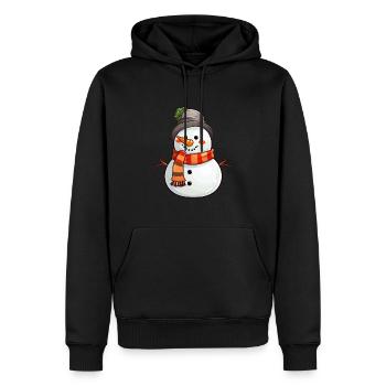 Visage de bonhomme de neige avec chapeau et écharpe - Sweat à capuche Premium bio Homme - noir - Devant - Nico (187cm)