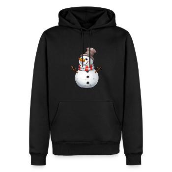 Bonhomme de neige avec chapeau haut de forme et écharpe - Sweat à capuche Premium bio Homme - noir - Devant - Nico (187cm)