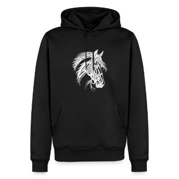 Cheval robuste à crinière Dressage équestre Sports équestres - Sweat à capuche Premium bio Homme - noir - Devant - Nico (187cm)