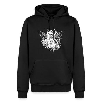Abeille volante parmi les fleurs fleurs - Sweat à capuche Premium bio Homme - noir - Devant - Nico (187cm)