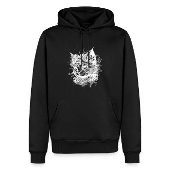 Knuddelige kleine Space Katze im Vintage Style - Männer Premium Bio Hoodie - Schwarz - Vorne - Nico (187cm)