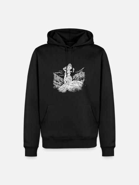 Lonely mountain biker ascent - Men’s Premium Organic Hoodie - black