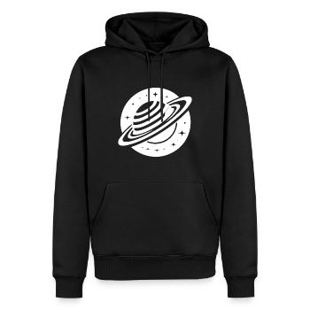 Weltraum Planet Saturn mit Ringssystem und Sternen - Männer Premium Bio Hoodie - Schwarz - Vorne - Nico (187cm)