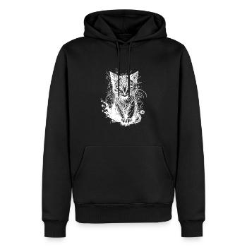 Knuddelige kleine Katze im Vintage Tattoo Style - Männer Premium Bio Hoodie - Schwarz - Vorne - Nico (187cm)