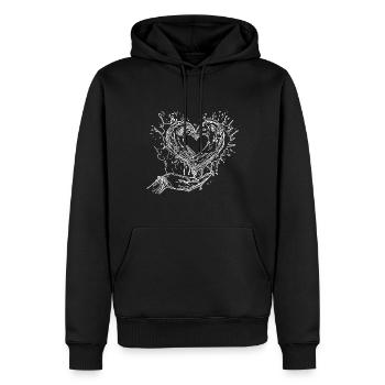 Un cœur de partenaire Splash dans la main de la famille - Sweat à capuche Premium bio Homme - noir - Devant - Nico (187cm)