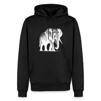 Elephant - Large safari proboscis with tusks - Men’s Premium Organic Hoodie - black - Front - Nico (187cm)