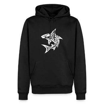 Tribal requin-marteau Style Diver Fan Tattoo - Sweat à capuche Premium bio Homme - noir - Devant - Nico (187cm)