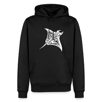 Tribal Manta Ray Style Diver Fan Tattoo - Men’s Premium Organic Hoodie - black - Front - Nico (187cm)