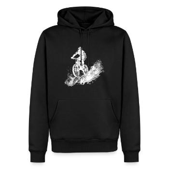 Cycliste Boue Montagne Descente - Sweat à capuche Premium bio Homme - noir - Devant - Nico (187cm)