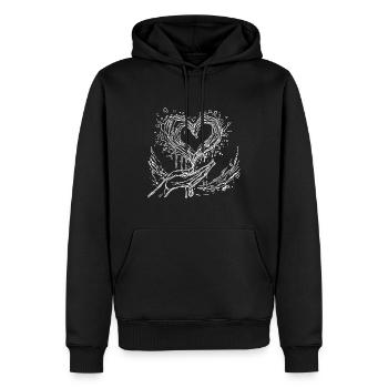 Splash Partner en forme de coeur de la main de la famille - Sweat à capuche Premium bio Homme - noir - Devant - Nico (187cm)