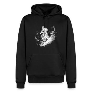 Pluie, Cycliste, Boue, Forêt, Descente - Sweat à capuche Premium bio Homme - noir - Devant - Nico (187cm)