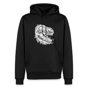 Dinosaure Crâne Squelette Dino Fleurs Tattoo - Sweat à capuche Premium bio Homme - noir - Devant - Nico (187cm)