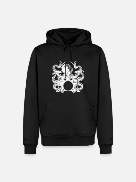 Charming octopus on drums - Men’s Premium Organic Hoodie - black