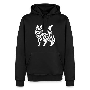 Eleganter Fuchs im Tribal Tattoo Style - Männer Premium Bio Hoodie - Schwarz - Vorne - Nico (187cm)
